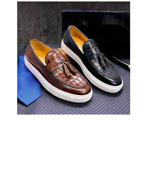 GOVERNORS BLACK / BROWN DEEP CUT BART SNEAKERS PLIMSOLLS