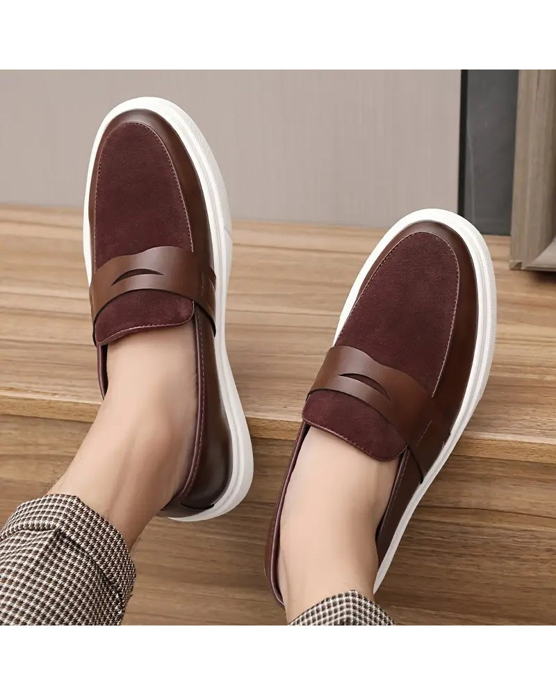 BROWN GOVERNORS SUEDE AND LEATHER SKIN MIX SNEAKERS