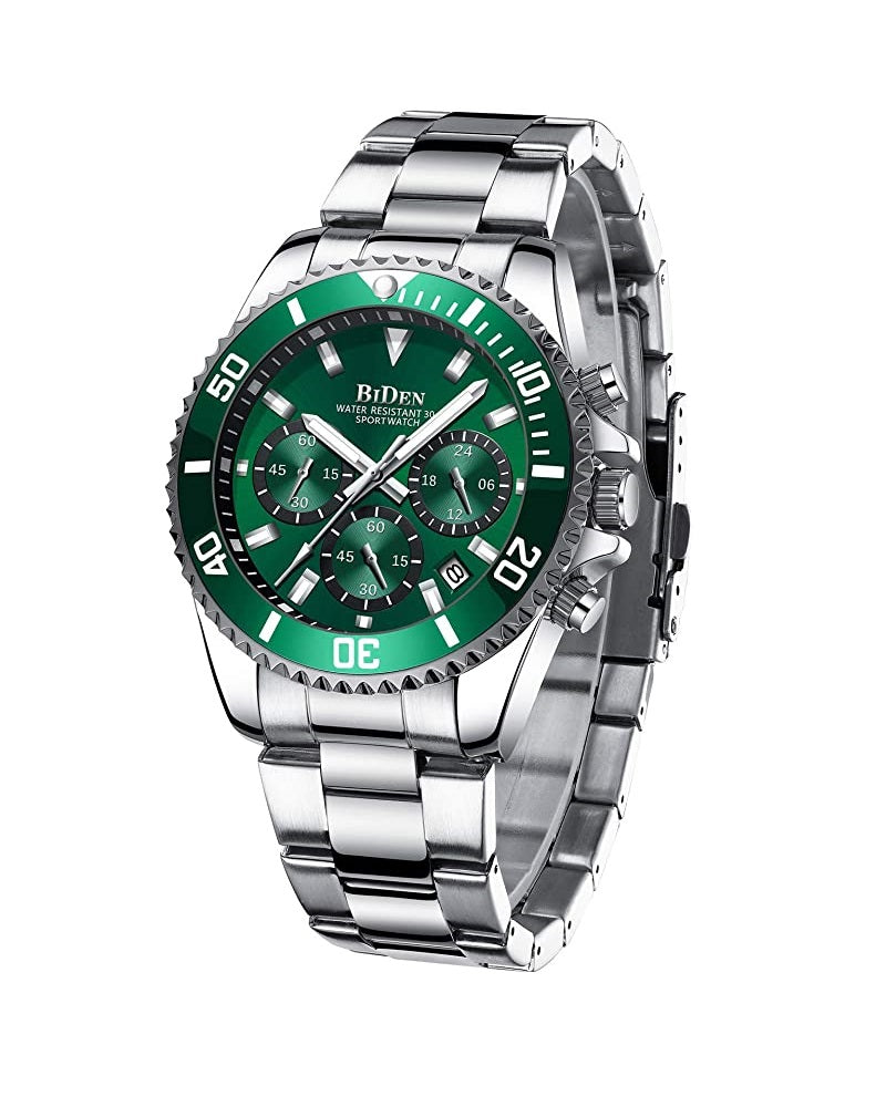 BIDEN SUBMARINE HOMAGE LUXURY WATCH - SILVER AND GREEN (PREORDER ONLY)