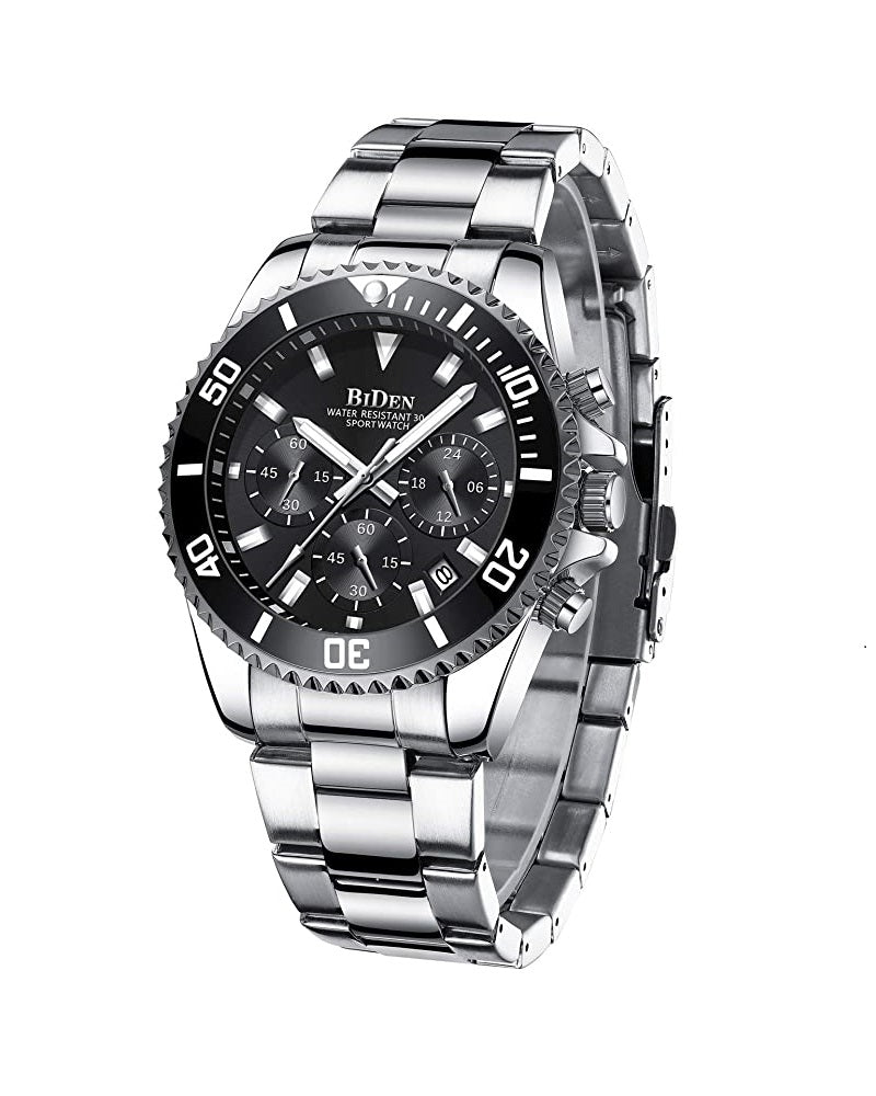 BIDEN SUBMARINE HOMAGE LUXURY WATCH - SILVER AND BLACK (PREORDER ONLY)