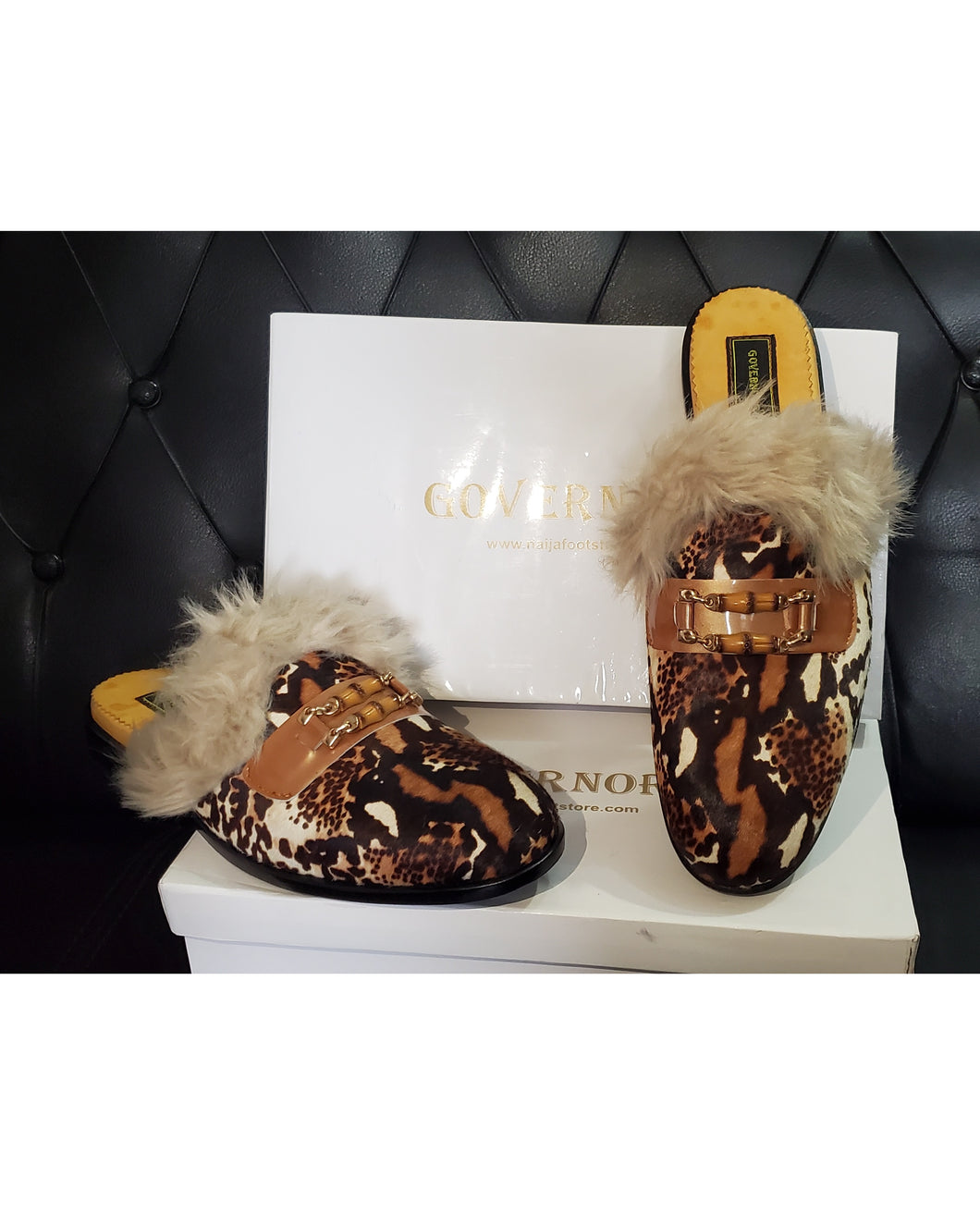 GOVERNORS ANIMAL SKIN HALFSHOE WITH FUR