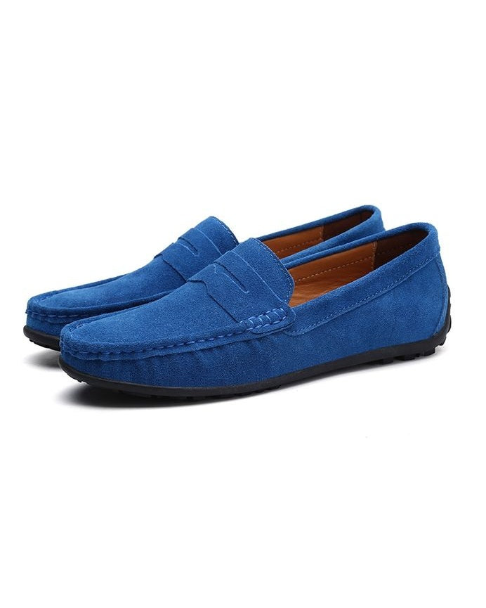 MENS SUEDE FLAT LOAFERS - BLUE