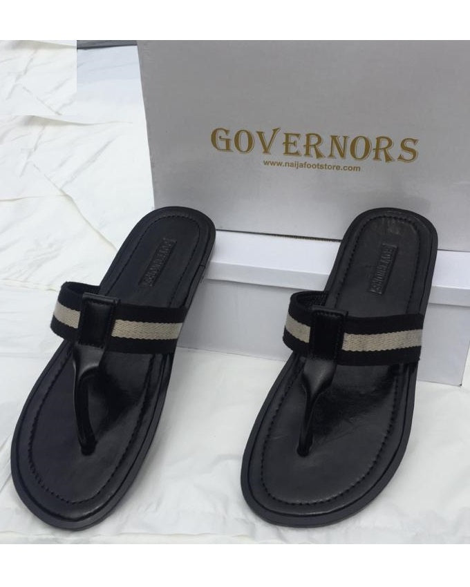 BLACK AND WHITE STRIPE SLIPPERS