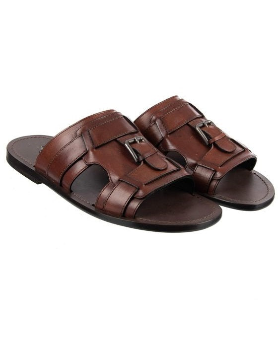 GOVERNORS FULL PLEGDE BUCKLE SLIPPERS - BROWN