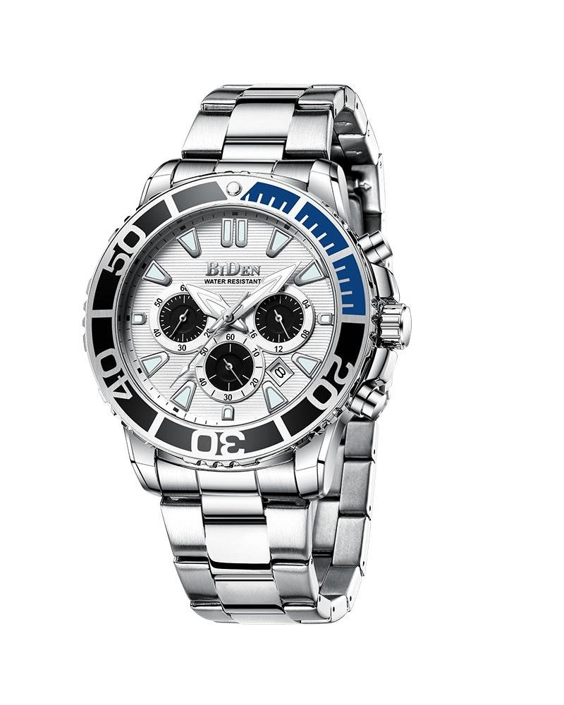 BIDEN SUBMARINE HOMAGE LUXURY WATCH - SILVER WITH BLUE DETAIL (PREORDER ONLY)