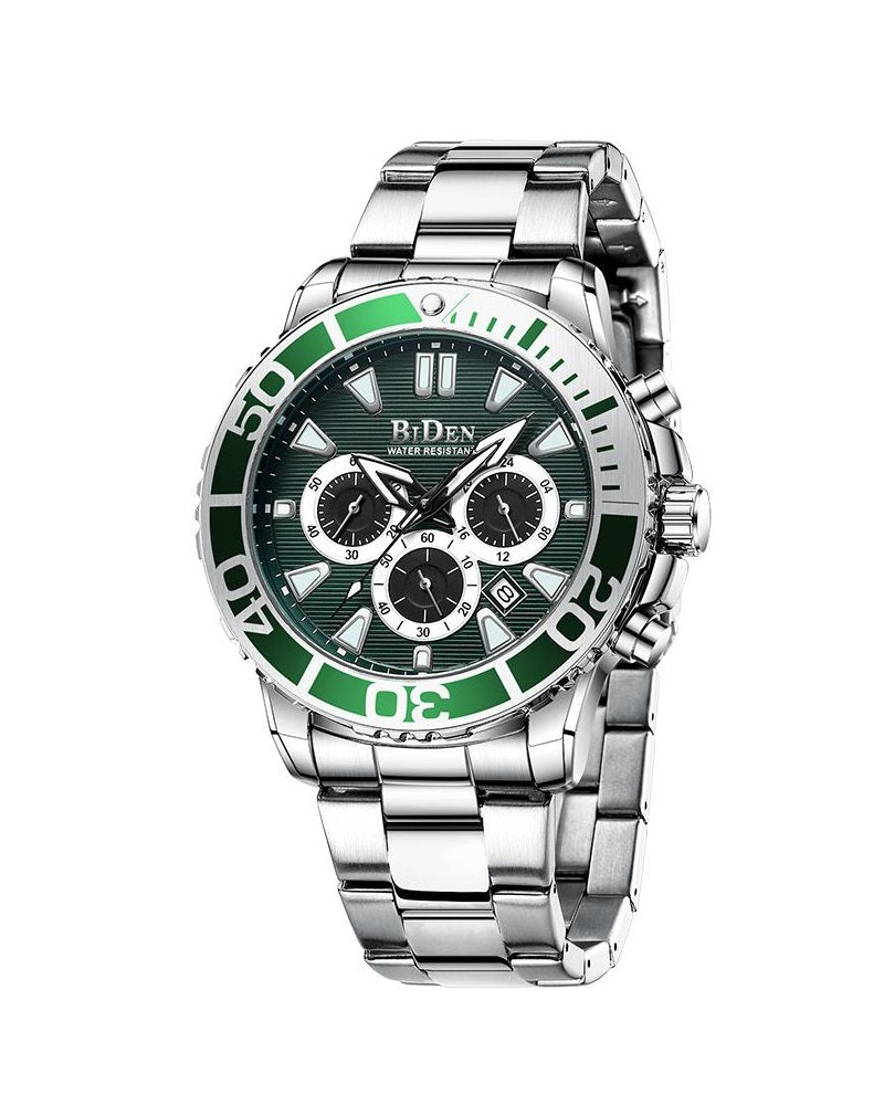 BIDEN SUBMARINE HOMAGE LUXURY WATCH - SILVER WITH GREEN DETAIL (PREORDER ONLY)