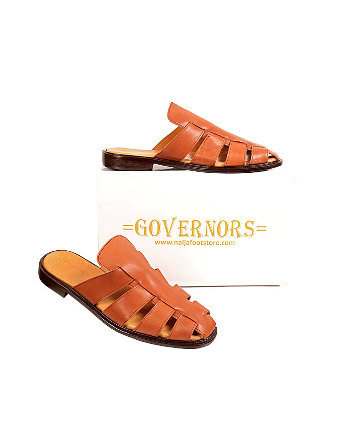 ALL BROWN GLADIATOR HALF SHOE MULES