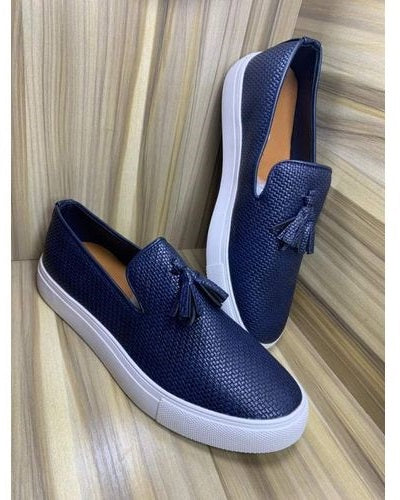 BLUE GOVERNORS NETTED TATTED LEATHER SNEAKERS