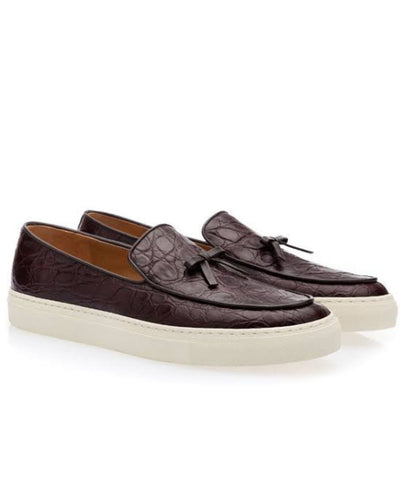 GOVERNORS BROWN REPTILE SKIN BELGIAN TASSEL SNEAKERS