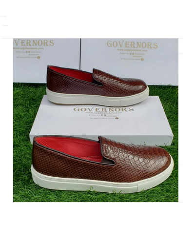 BROWN GOVERNORS SCALE SKIN SNEAKERS