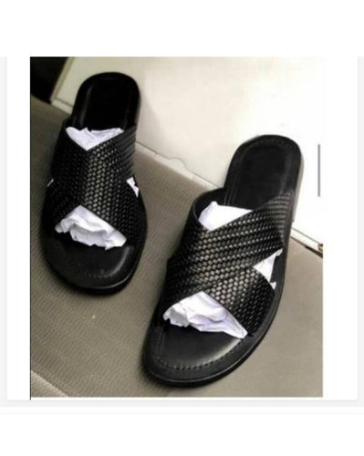 GOVERNORS NETTED CROSS LEATHER PAM SLIPPERS