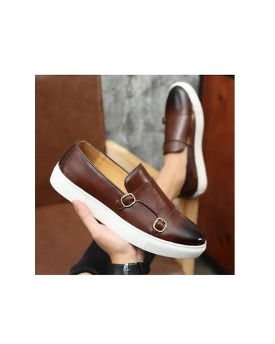 BROWN GOVERNORS CALFSKIN DOUBLE MONK SNEAKERS