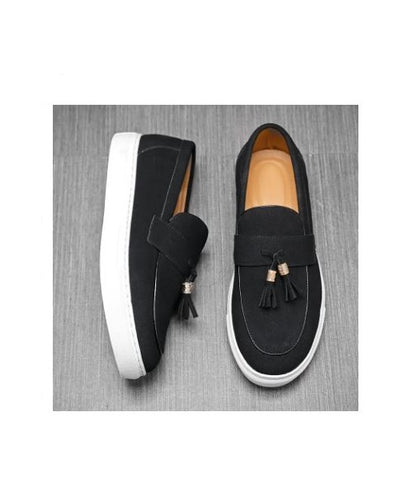 BLACK GOVERNORS SUEDE TASSEL WITH GOLD TASSELS