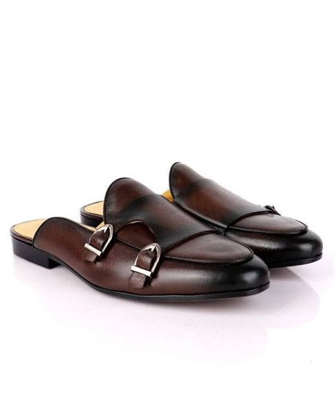 BURNT BROWN GOVERNORS MONKSTRAP PURE LEATHER HALF SHOES