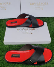 GOVERNORS RED AND BLACK HERCULEAN LEATHER SLIPPERS