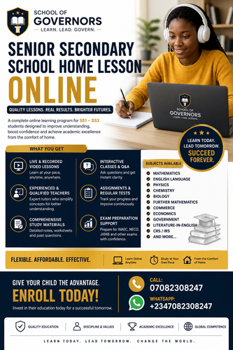 HOME  ONLINE LESSON FOR SENIOR SECONDARY SCHOOL STUDENTS