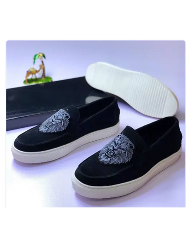 BLACK GOVERNORS SUEDE LION HEAD SNEAKERS