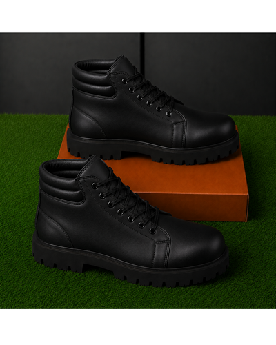 BLACK GOVERNORS LACE UP TIMBULL BOOTS