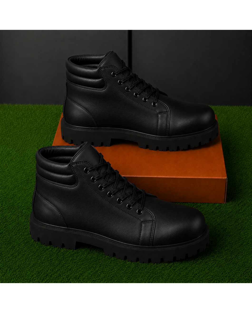 BLACK GOVERNORS LACE UP TIMBULL BOOTS