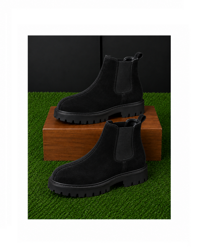 BLACK SUEDE CHELSEA BOOT