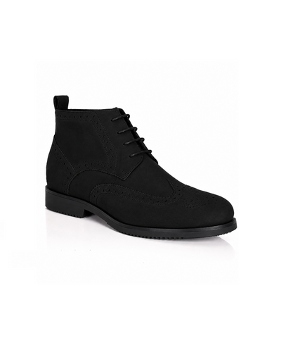GOVERNORS SUEDE BROGUES LACE UP BOOTS - BLACK