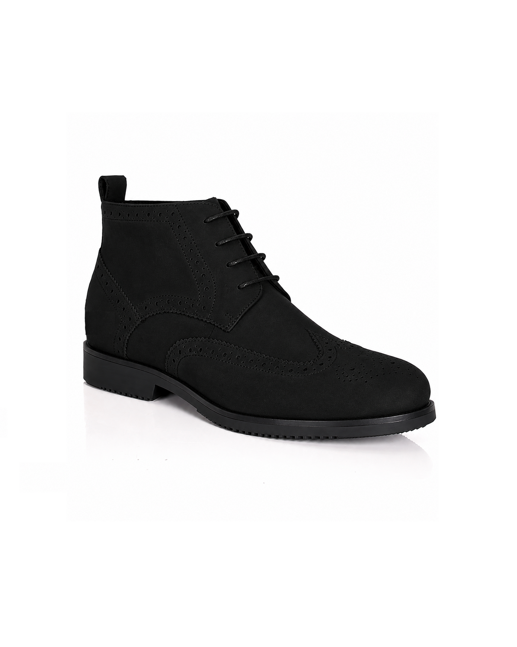 GOVERNORS SUEDE BROGUES LACE UP BOOTS - BLACK