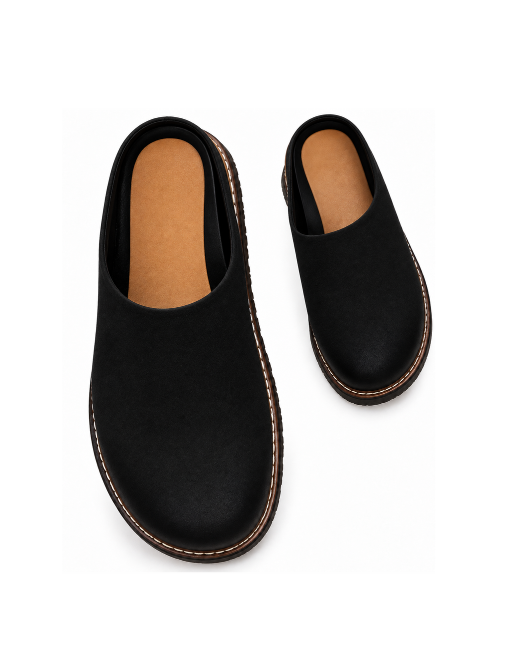 Black Governors Calf Cover Birken HalfShoe Slide