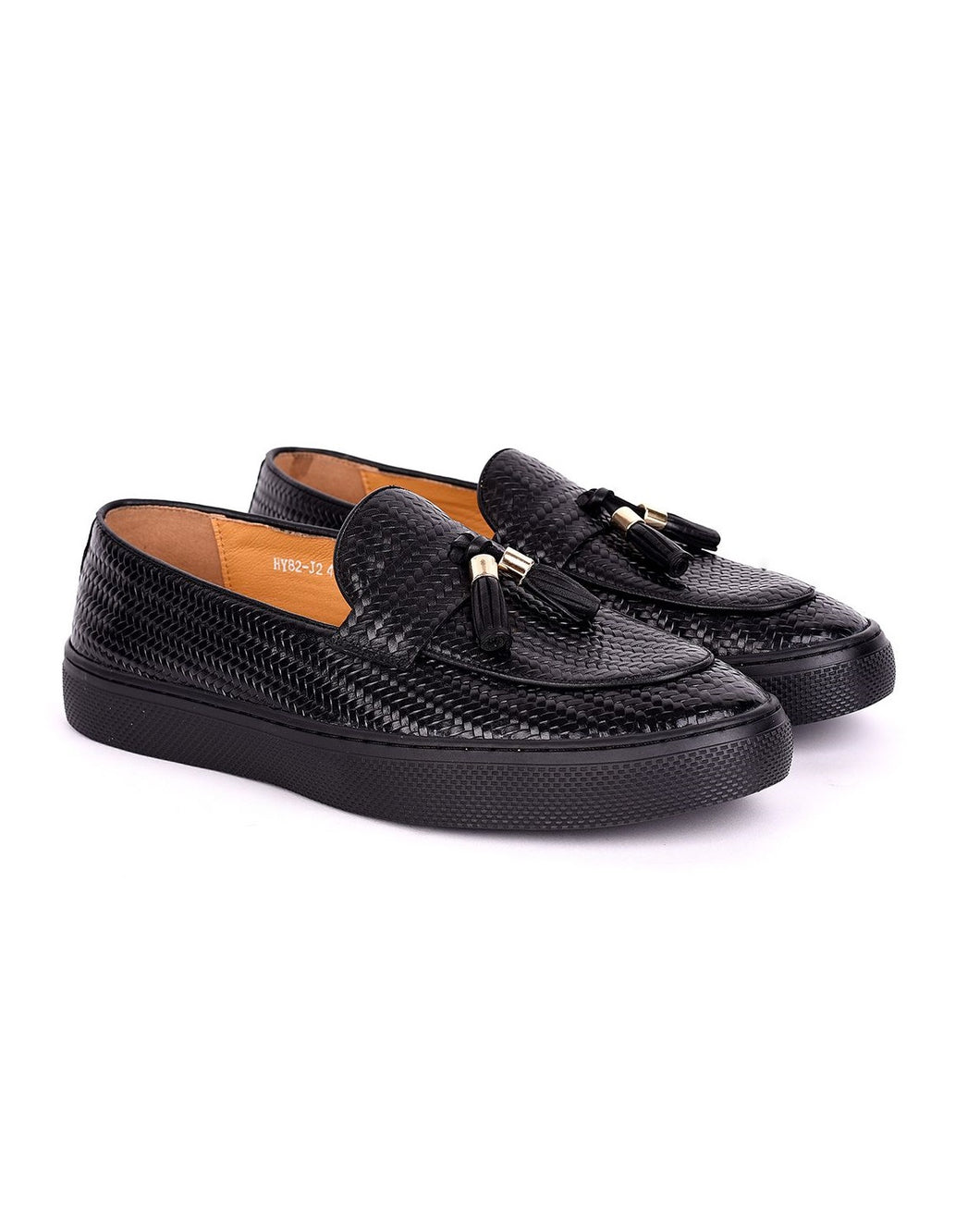 Governors Net Leather All Black Tassel Plimsolls