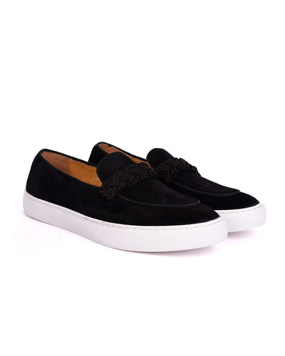 Governors Suede Leather Belgian Plimsoles With Woven Strap