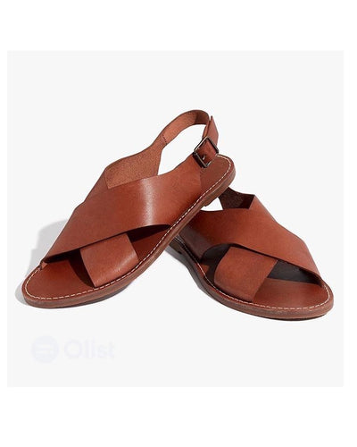 Governors Brown Cross Leather Sandals
