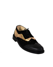 Men's leather and suede Black-Gold brogues