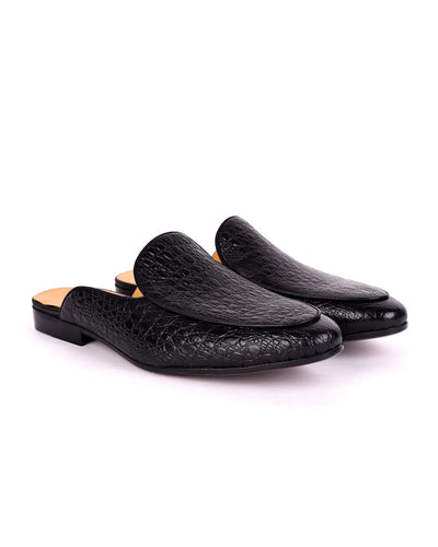 BLACK GOVERNORS GROUNDNUT DESIGN LEATHER HALF SHOES