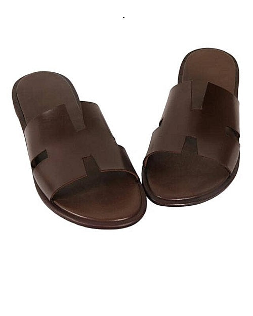 Chocolate Brown H Design Slippers