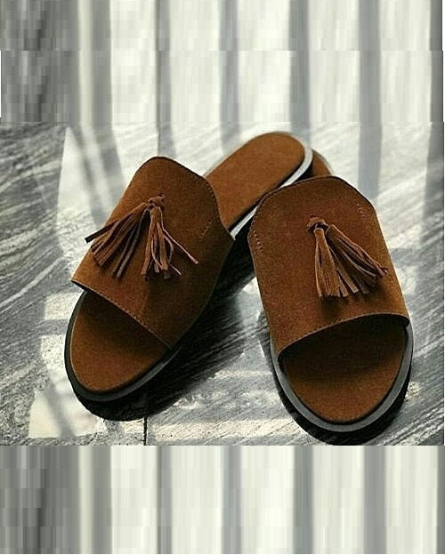 Brown Governors Suede Slippers with Tassel detail