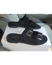 BLACK GOVERNORS SUEDE DOUBLE BUCKLE SLIPPERS