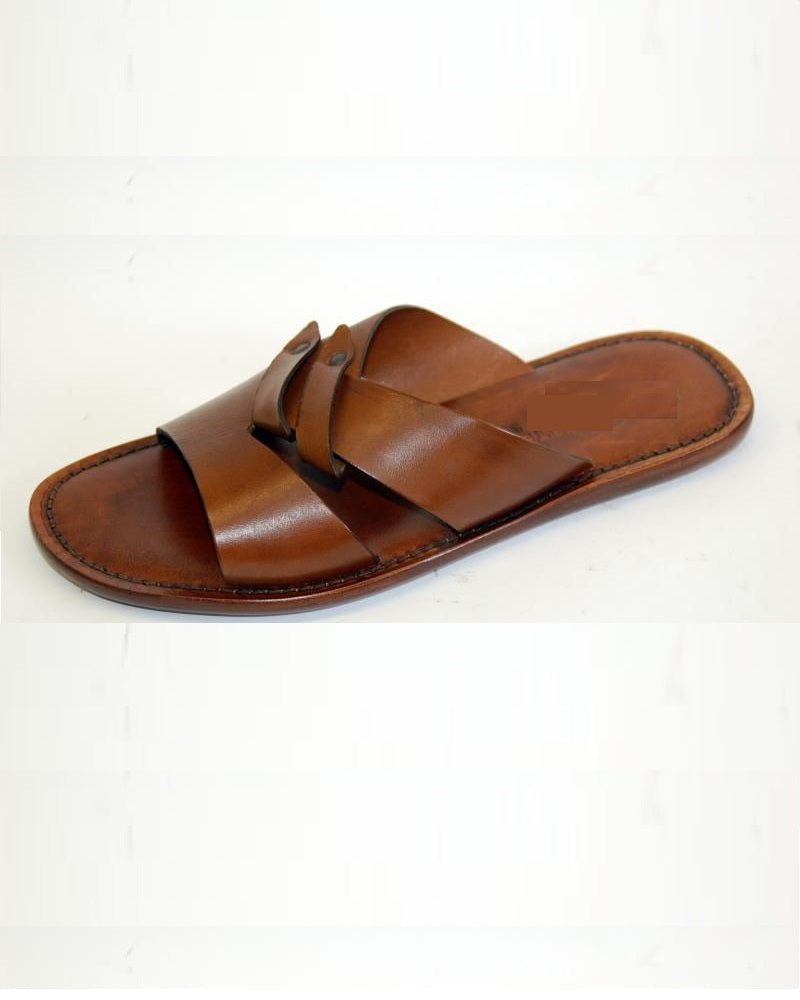 Governors N Cross Leather Slippers - Brown