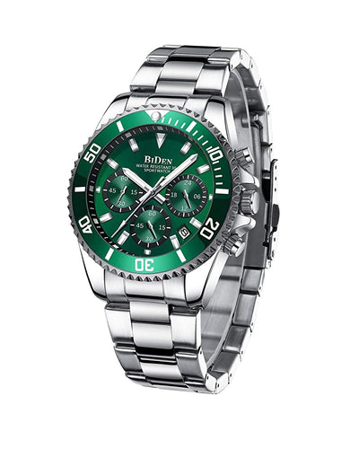 BIDEN SUBMARINE HOMAGE LUXURY WATCH -  SILVER AND GREEN  (PREORDER ONLY)