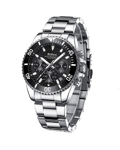 BIDEN SUBMARINE HOMAGE LUXURY WATCH -  SILVER AND BLACK (PREORDER ONLY)