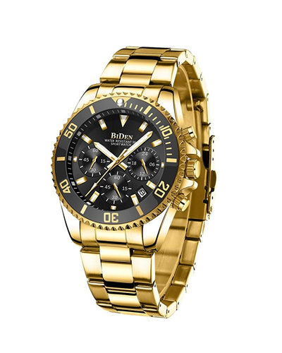 BIDEN SUBMARINE HOMAGE LUXURY WATCH - GOLD AND BLACK (PREORDER ONLY)