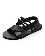 Cross sandal with double thong detail - Black