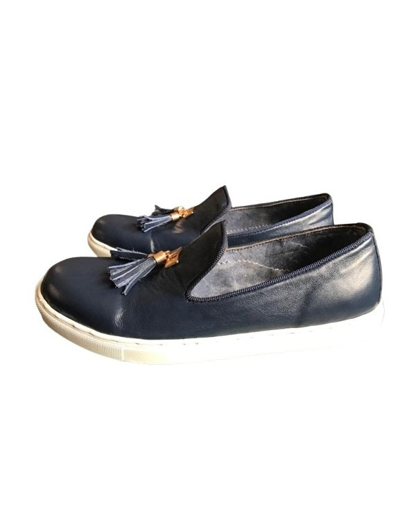 BLUE GOVERNORS LEATHER TASSEL GOLD SNEAKER PLIMSOLL