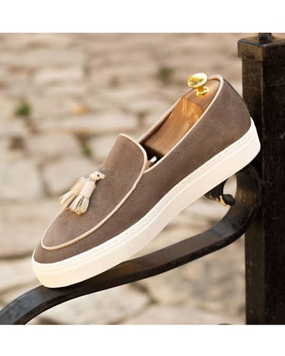 Brownish Gray Governors Suede With Tassel Detail Plimsolls