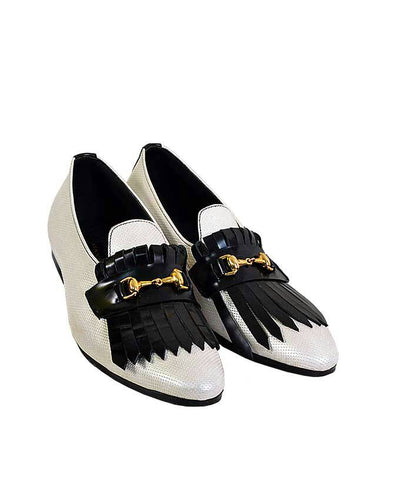 KENN BANKS DOTTED LEATHER OXFORD LOAFERS - WHITE