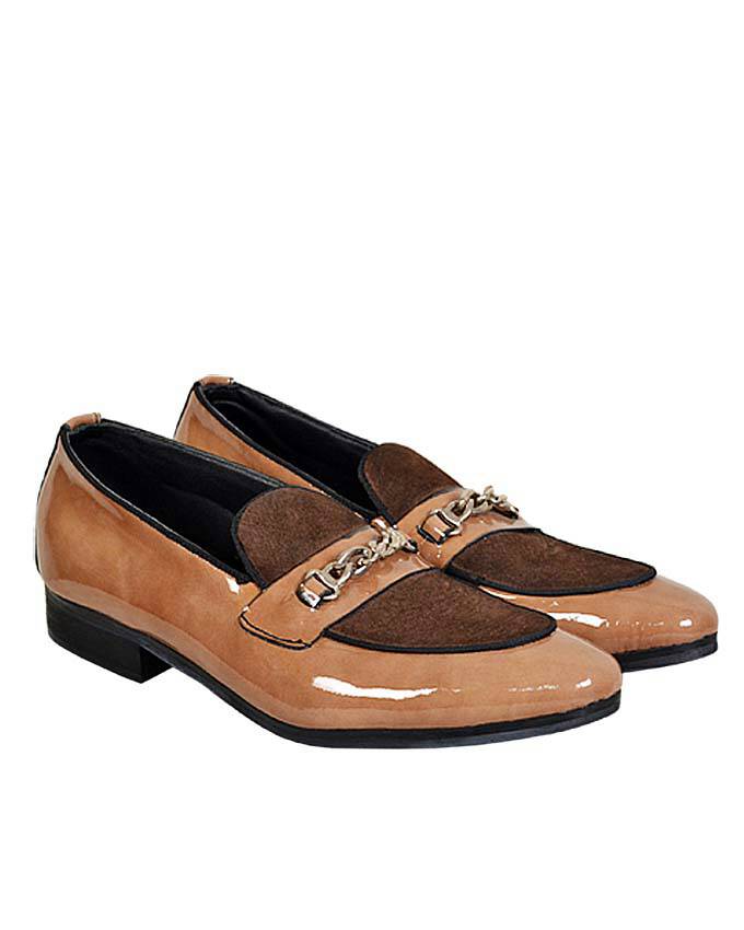Brown Detail Patent Belgian Loafers