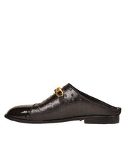 Ostrich Skin/Patent Fade Half Shoe with Chain Detail