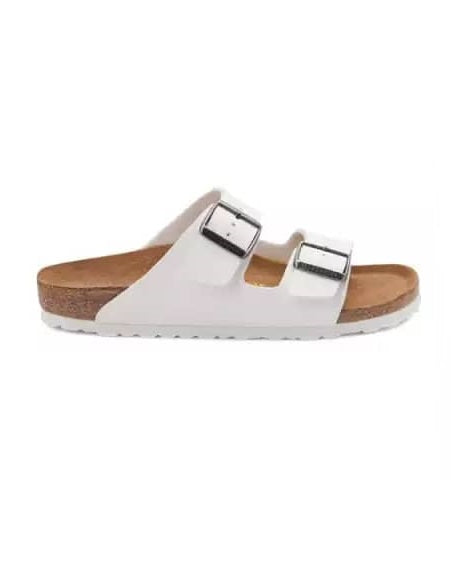 White Double Buckle Slippers
