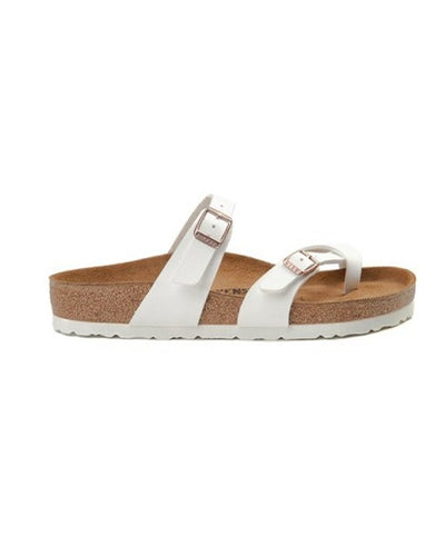 White Birkside Buckle Slippers