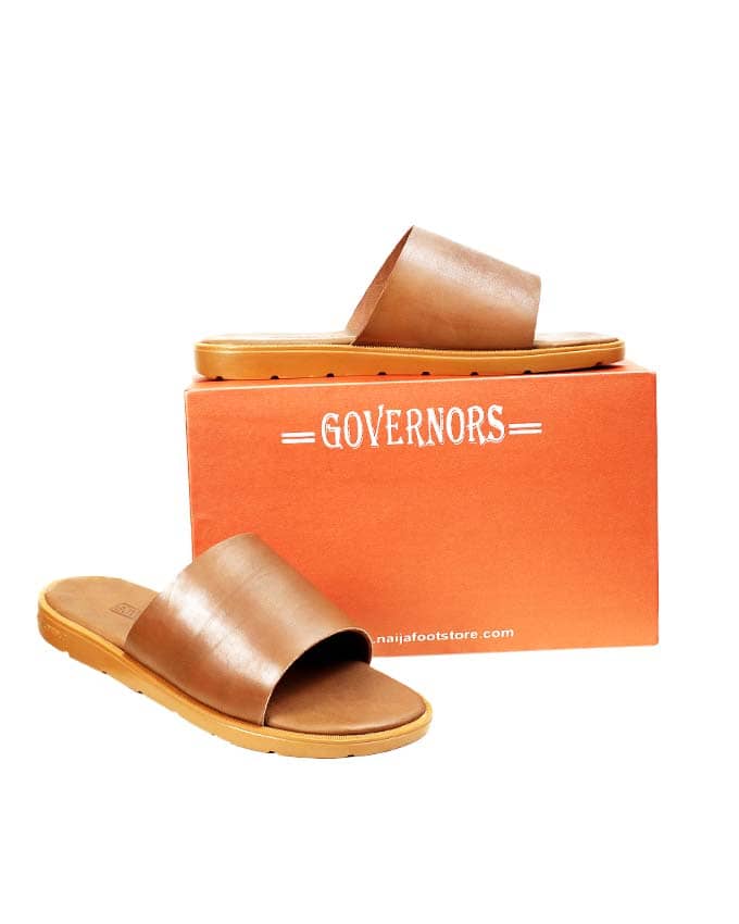 BROWN LEATHER SLIDES - GOVERNORS