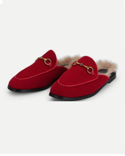 Men's Suede Oxblood Half Shoe With Fur
