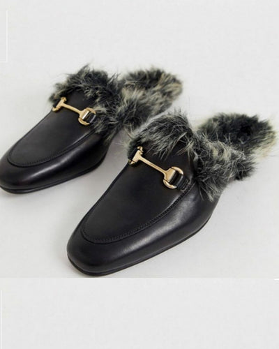 Men's Leather Wool Half Shoe